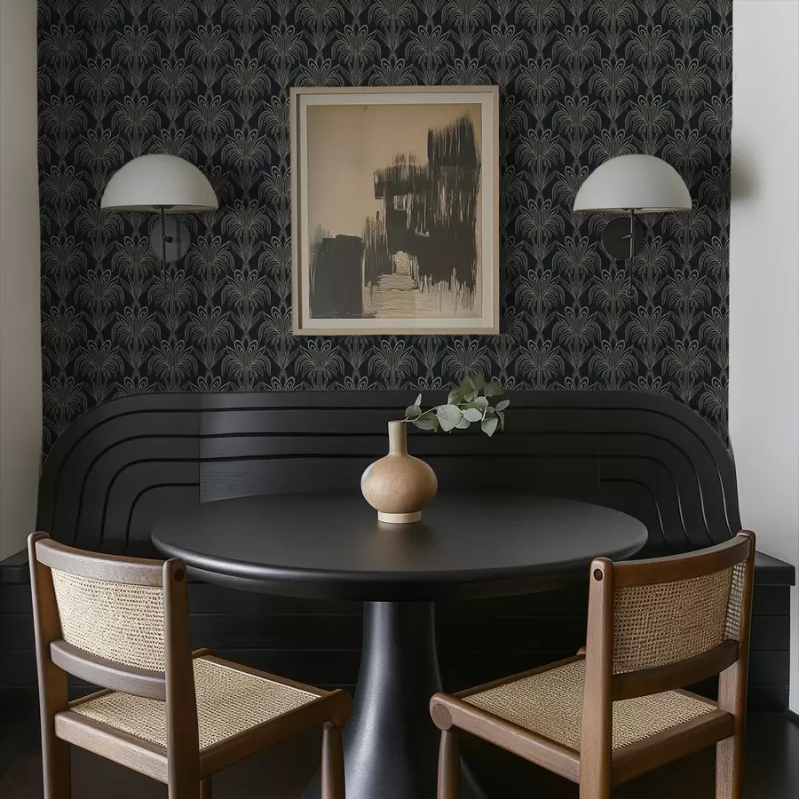 Fototapeta Ciemna ozdoba w stylu art déco ze stylizowanymi roślinami a01065