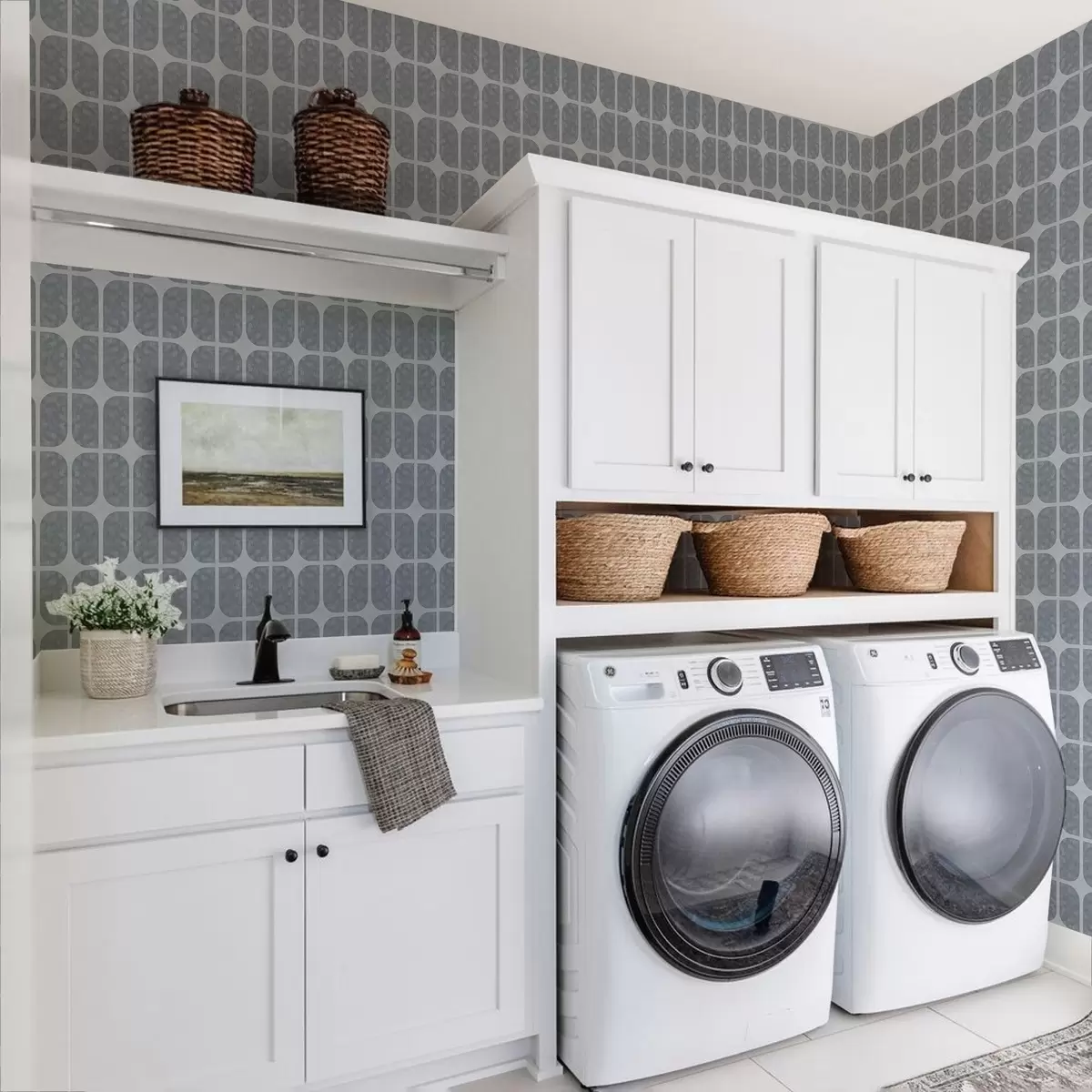 Tapeta Szara mozaika z prostokątnymi łukami i delikatną fakturą a01068