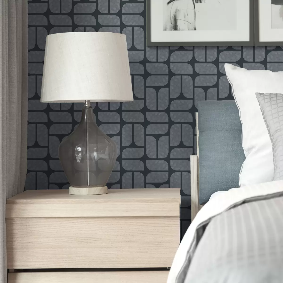 Tapeta Ciemne tło z szarą mozaiką zaokrąglonych modułów a01069v1