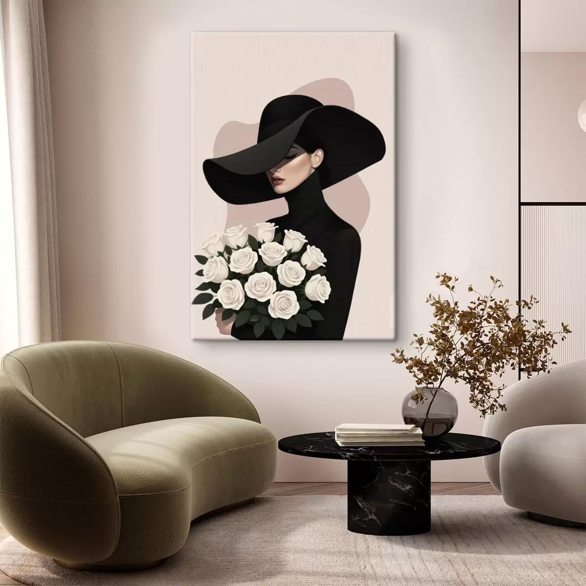 Obraz Dziewczyna z bukietem róż s46854