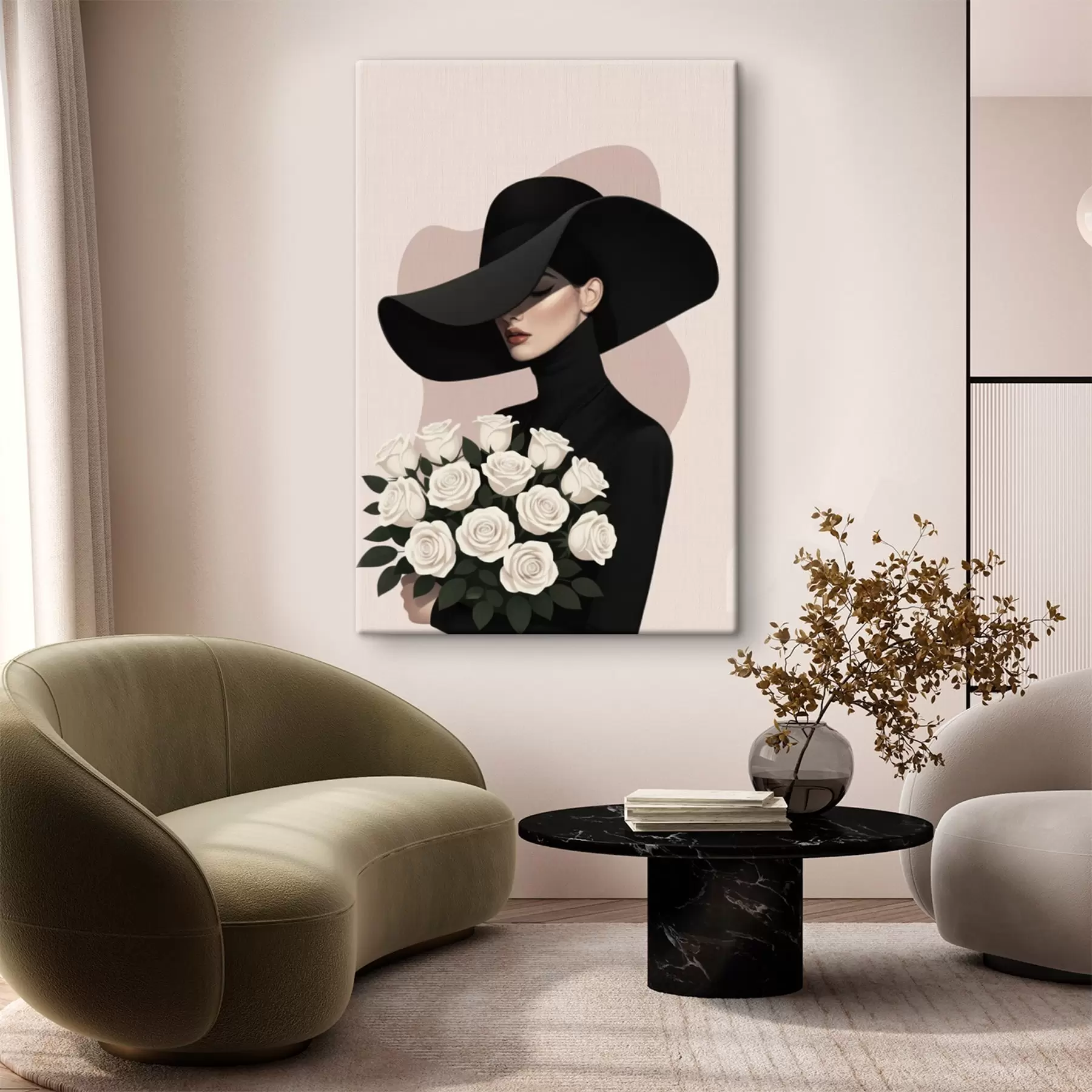 Obraz Dziewczyna z bukietem róż s46854