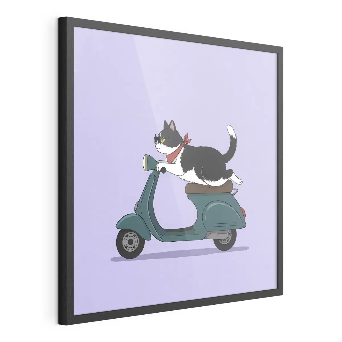 Plakat Kot na motorowerze f46847