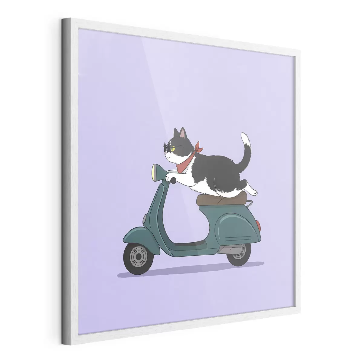 Plakat Kot na motorowerze f46847