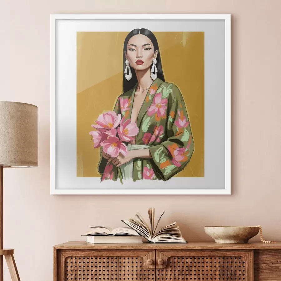 Fototapeta Dziewczyna z bukietem kwiatów f46850