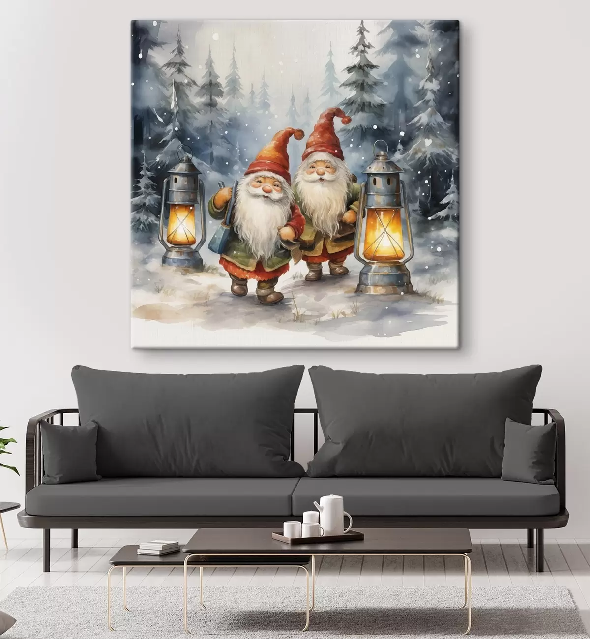 Obraz Noworoczne skrzaty, imitacja akwareli s46970