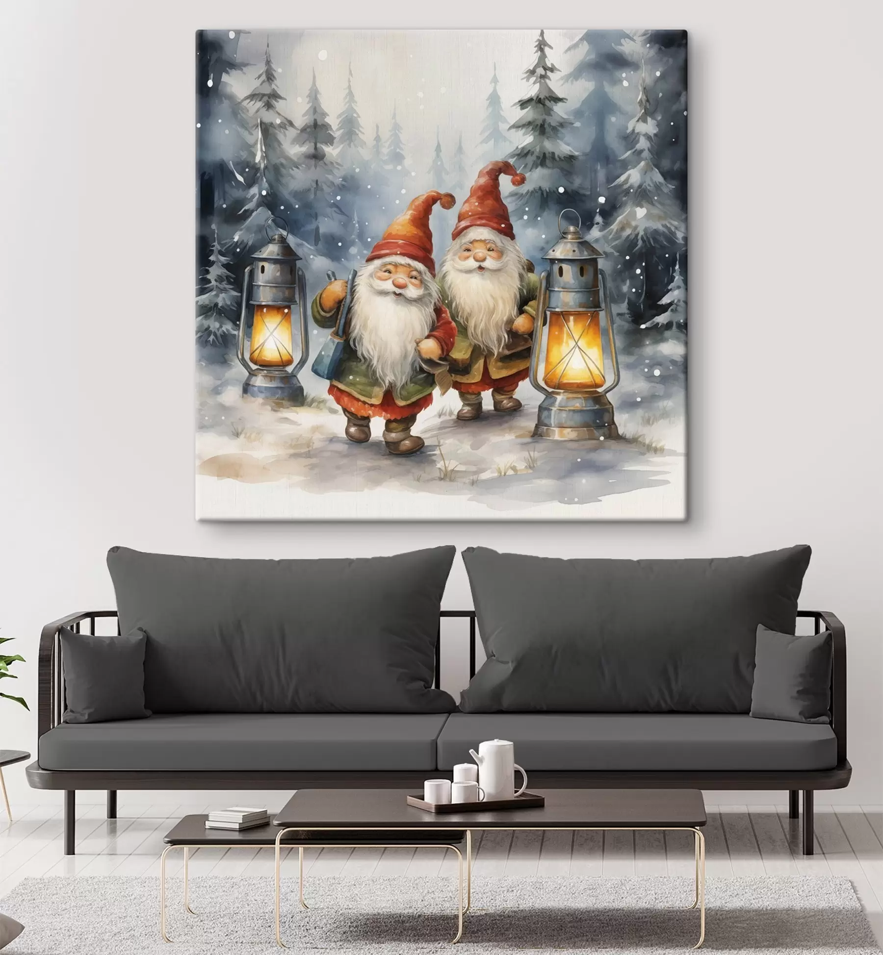 Obraz Noworoczne skrzaty, imitacja akwareli s46970