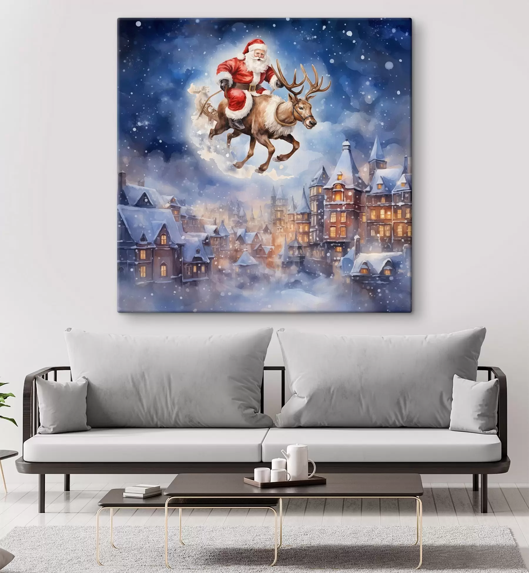 Obraz Bajkowy Nowy Rok, Święty Mikołaj na saniach s46972