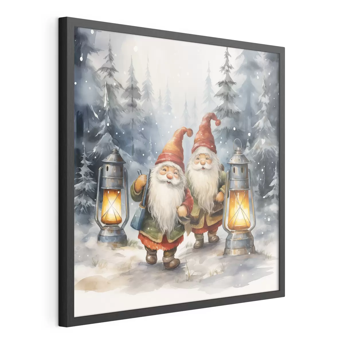 Plakat Noworoczne skrzaty, imitacja akwareli f46970