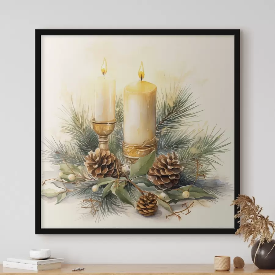 Fototapeta Kompozycja, Nowy Rok, jodła i świece f46971