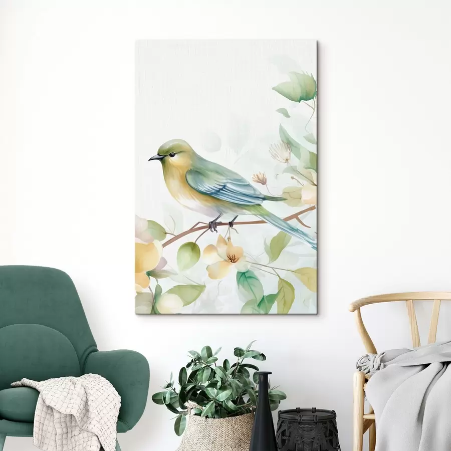 Obraz Sikora na gałęzi, imitacja akwareli s46892