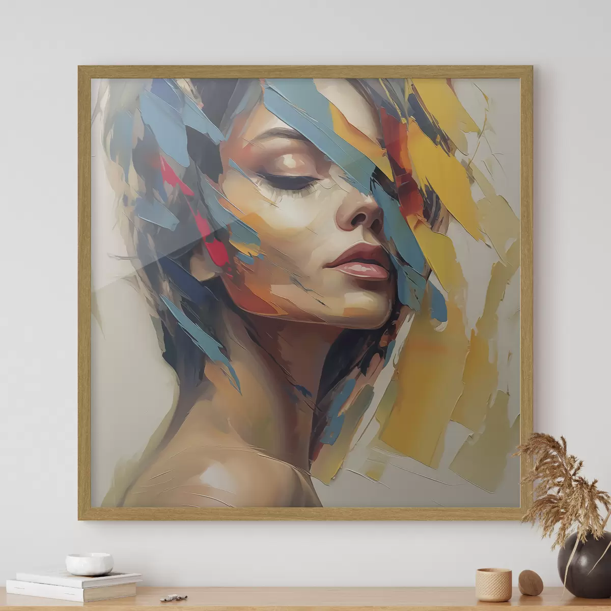 Plakat Abstrakcyjny portret kobiety naśladujący malarstwo f46918