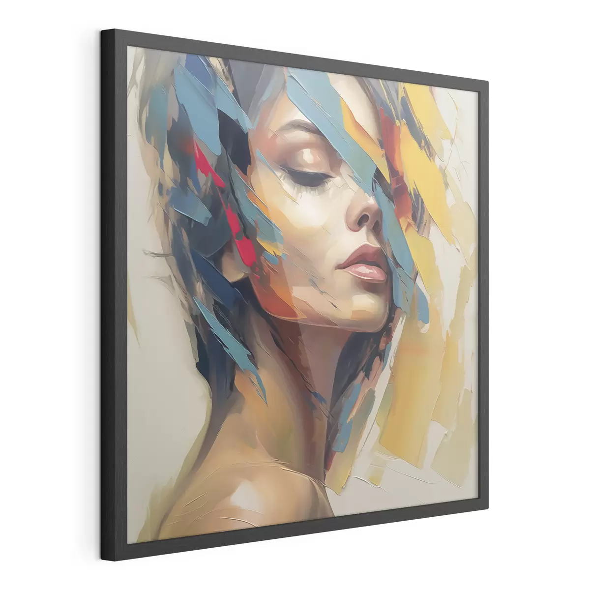 Plakat Abstrakcyjny portret kobiety naśladujący malarstwo f46918