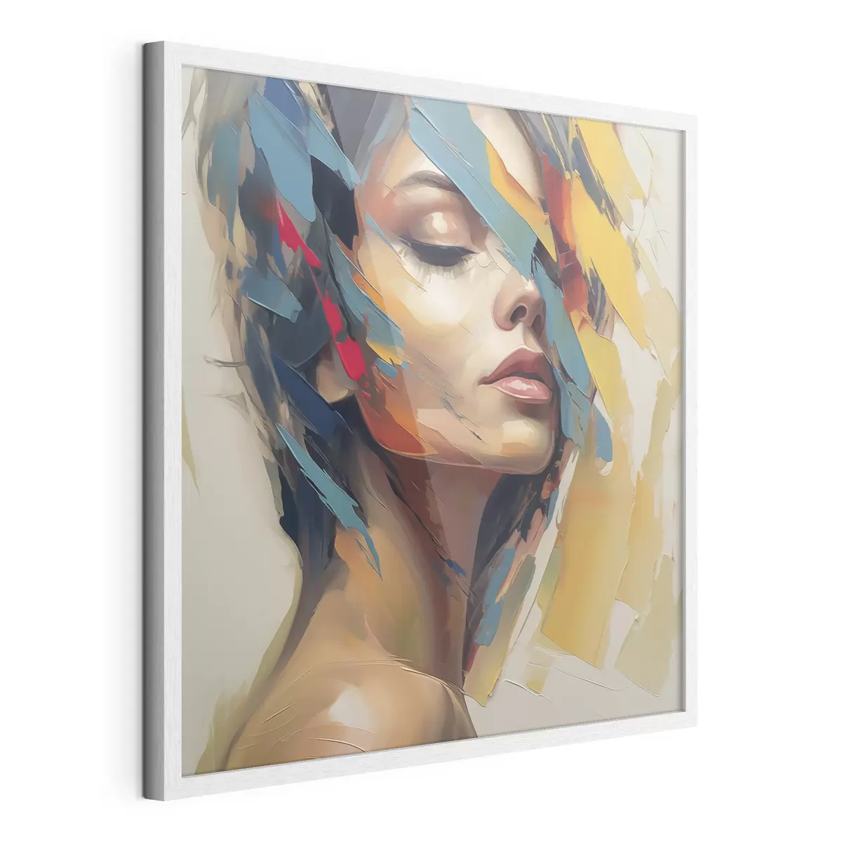 Plakat Abstrakcyjny portret kobiety naśladujący malarstwo f46918