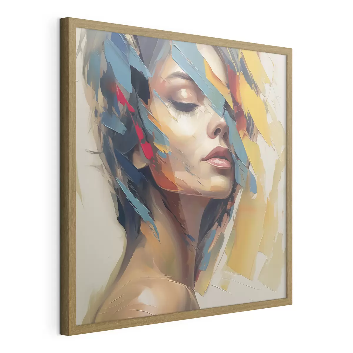Plakat Abstrakcyjny portret kobiety naśladujący malarstwo f46918