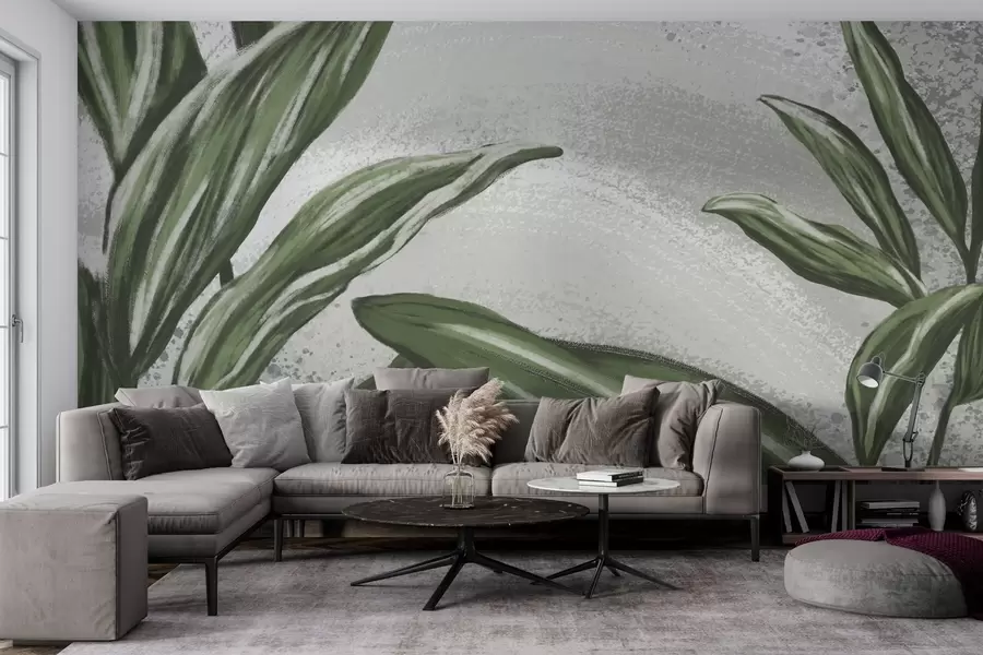 Fototapeta Bujna zieleń na teksturowanym tle w01682