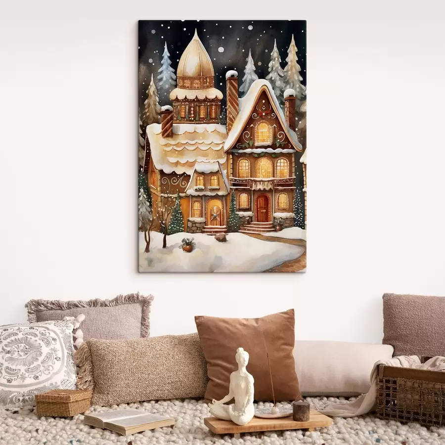 Obraz Ośnieżone domy w lesie s46985