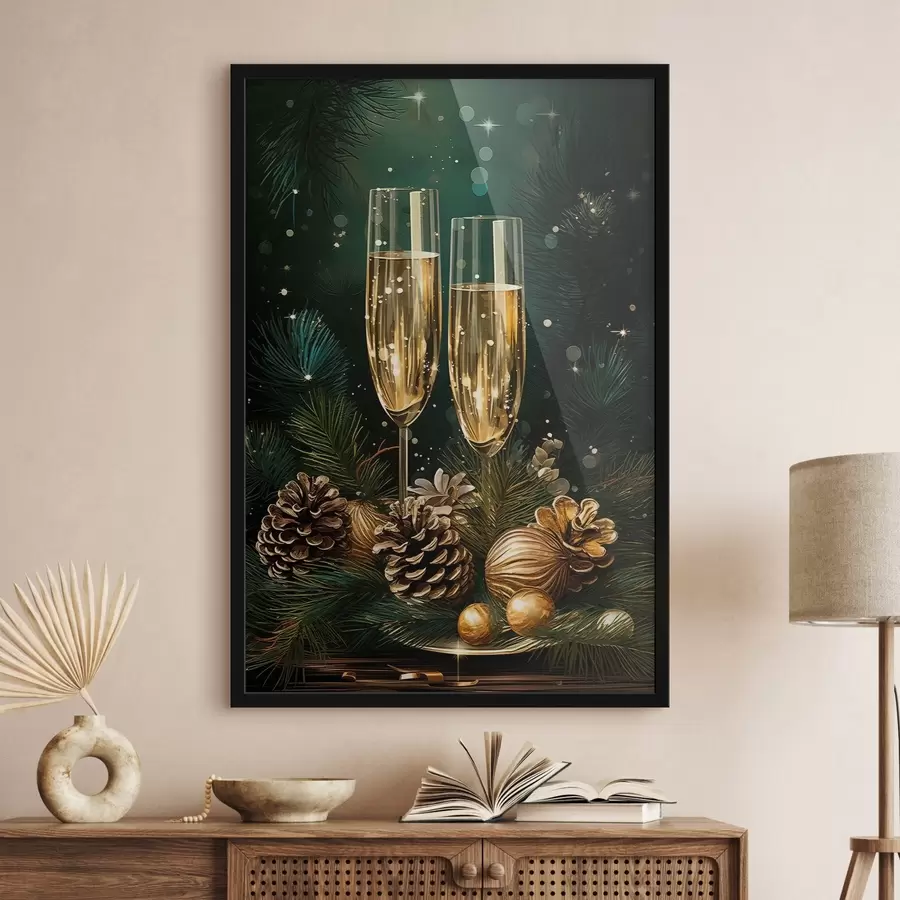 Fototapeta Kompozycja noworoczna, kieliszki do szampana f46981