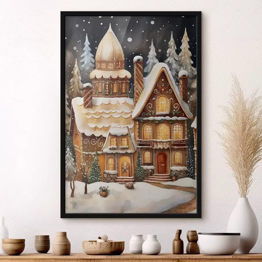 Fototapeta Ośnieżone domy w lesie f46985