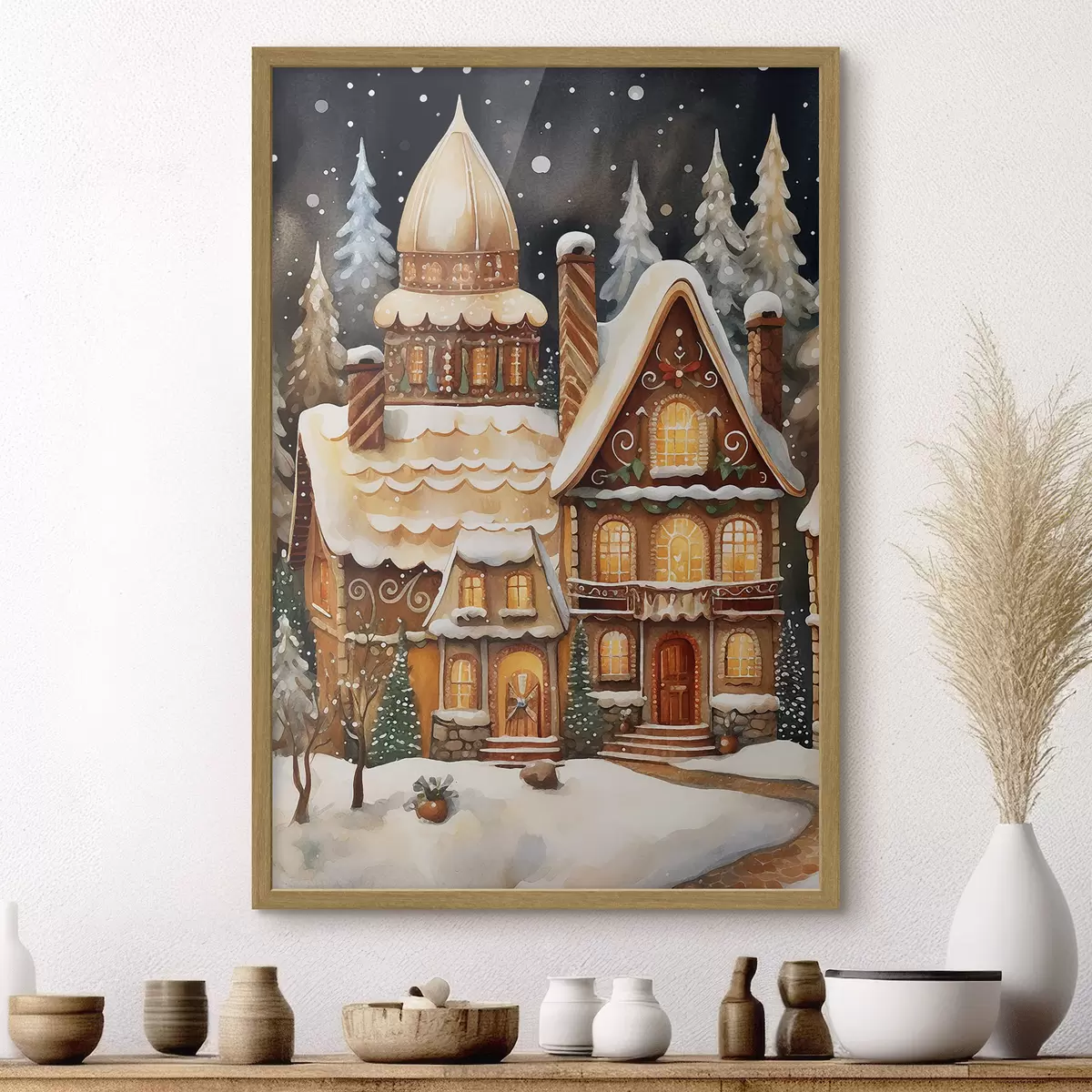 Plakat Ośnieżone domy w lesie f46985