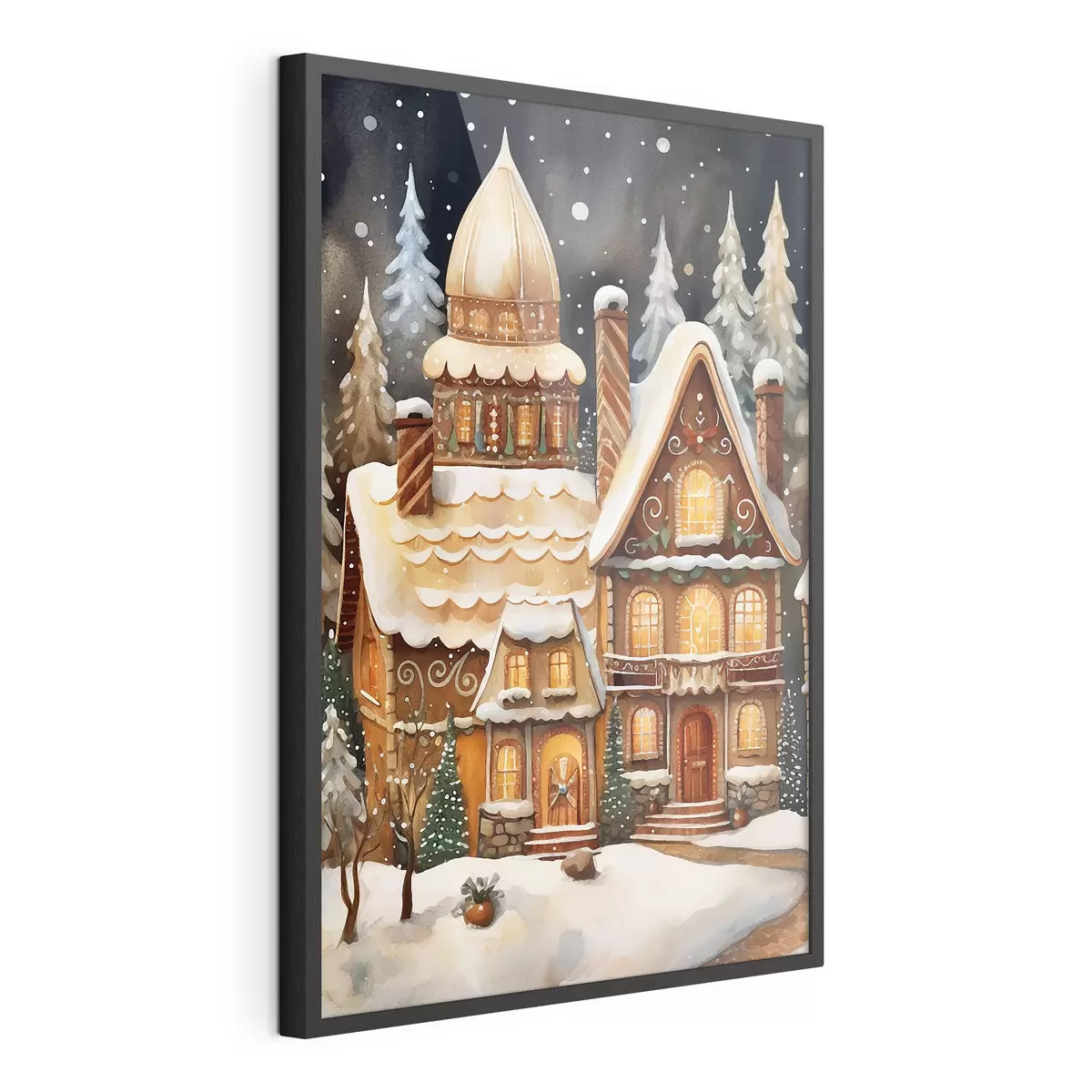 Plakat Ośnieżone domy w lesie f46985