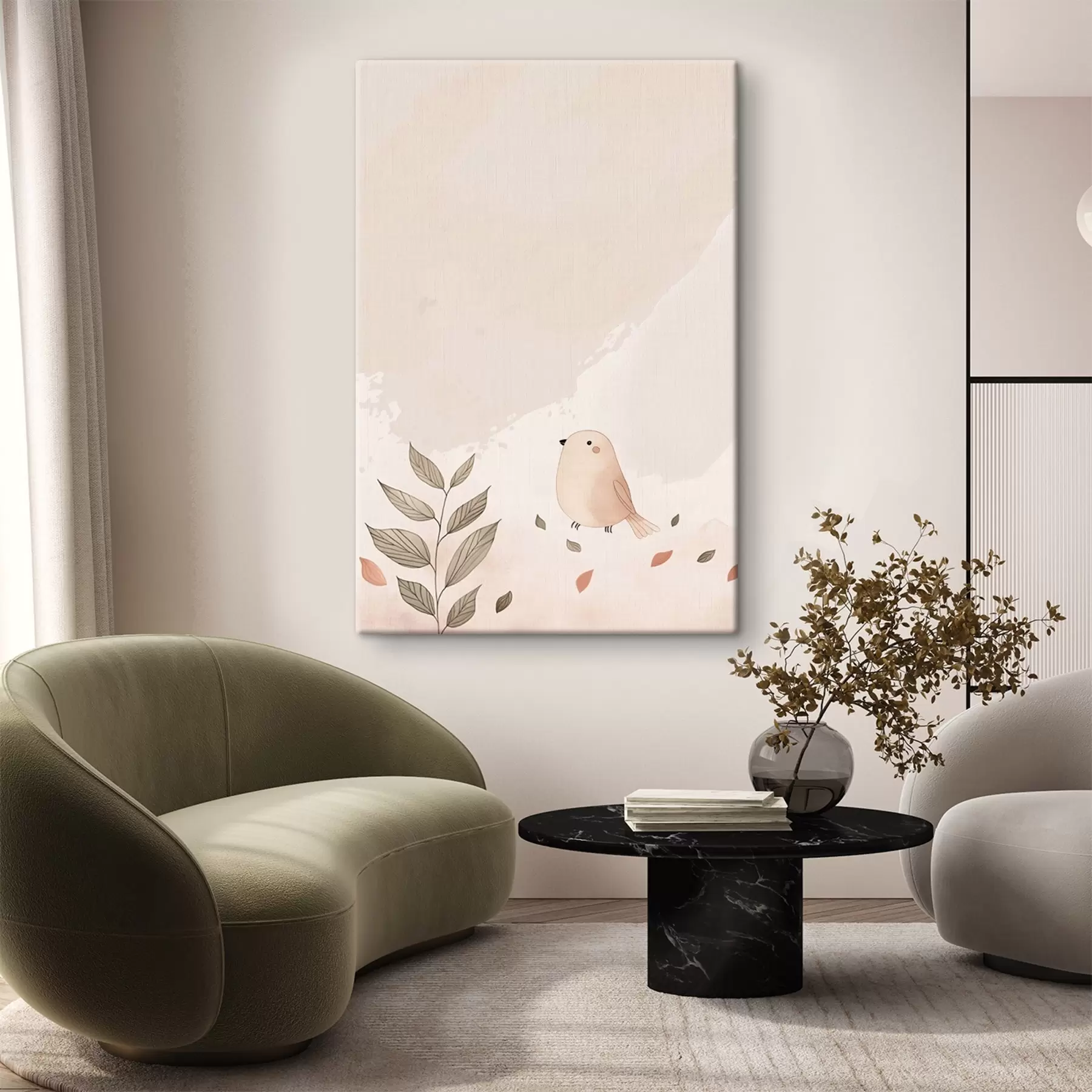 Obraz Ptak i liście s47063