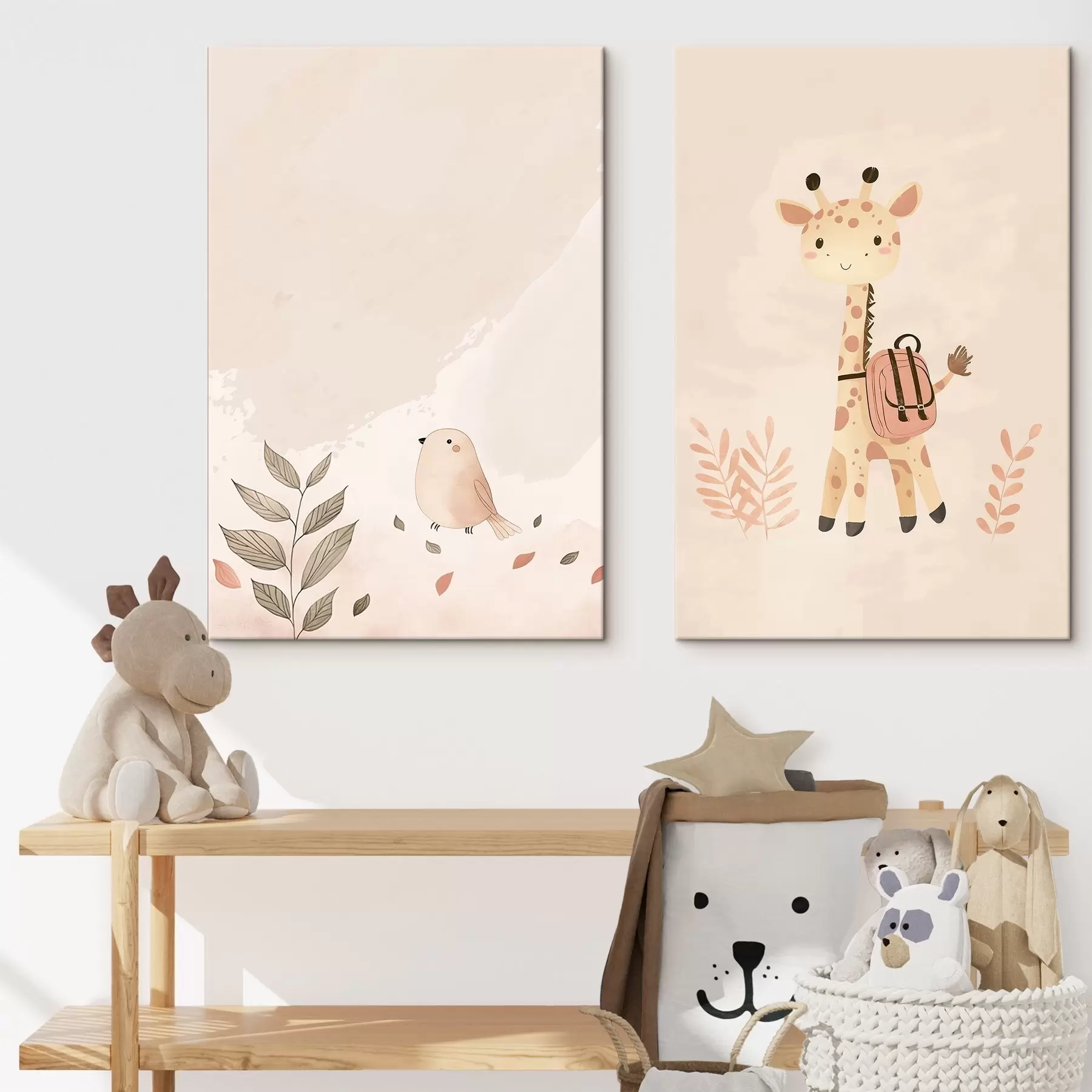 Obraz Żyrafa i ptak m01148