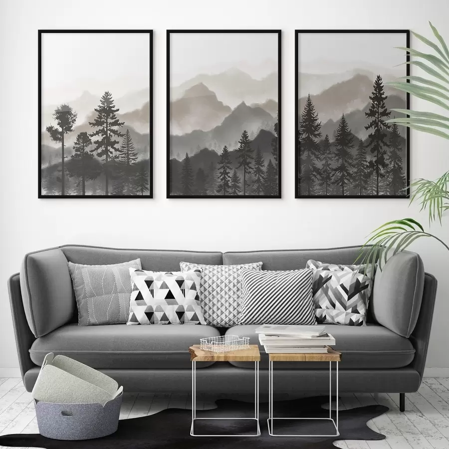 Fototapeta Spokojny górski krajobraz z drzewami d00244v1