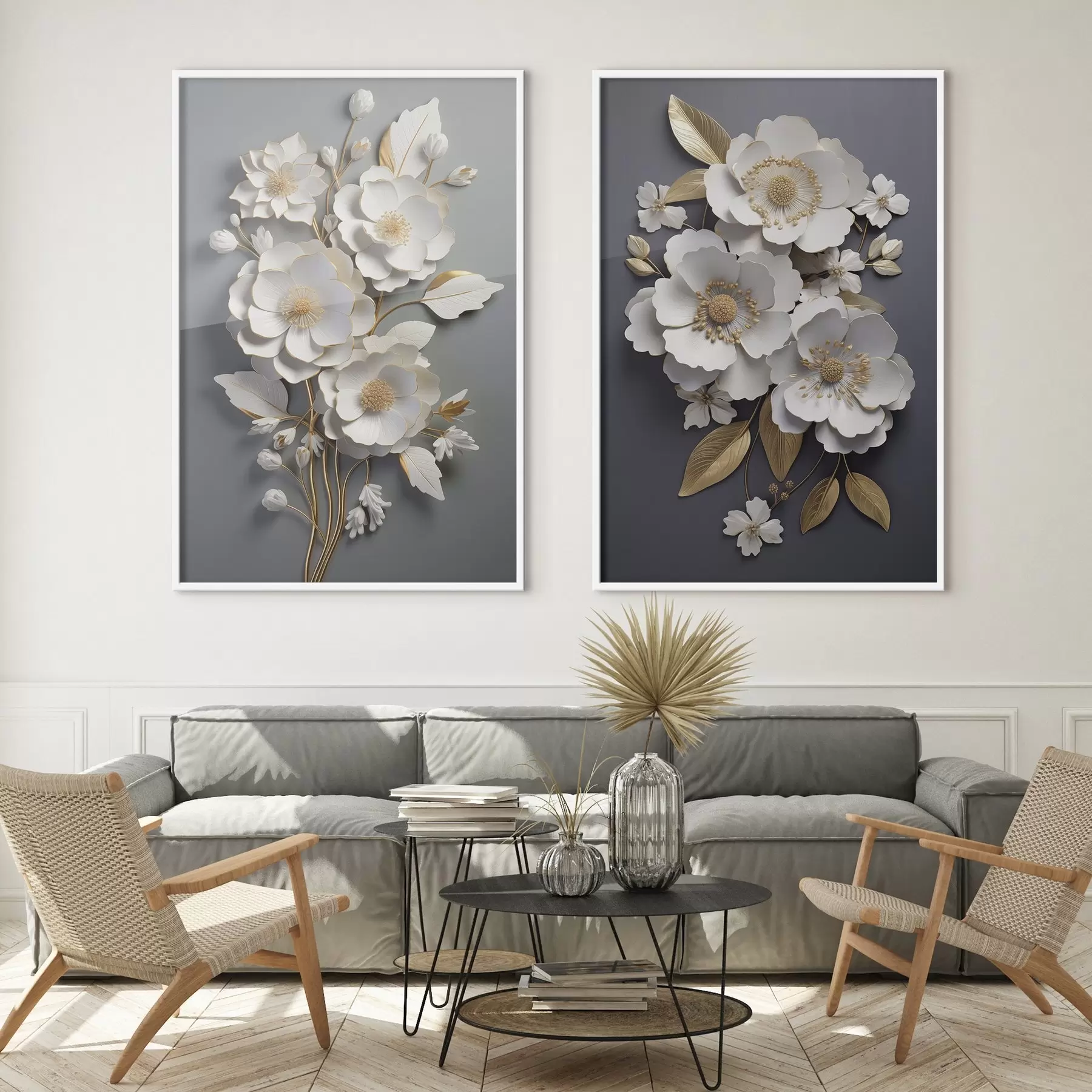 Fototapeta Kompozycja gałązek kwiatowych na ciemnym tle d00423