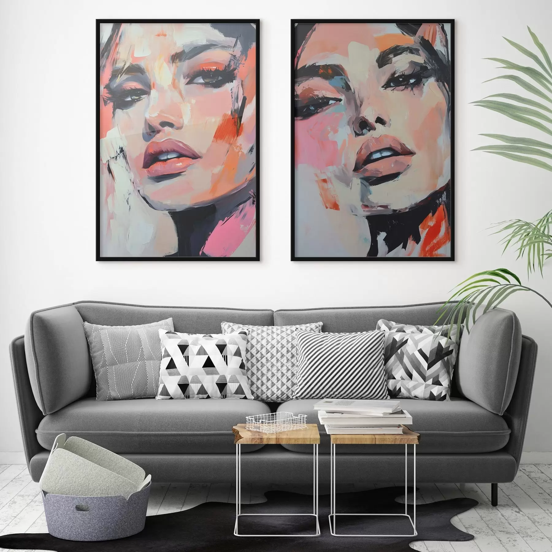 Fototapeta Portrety kobiet z imitacją pociągnięć d00508