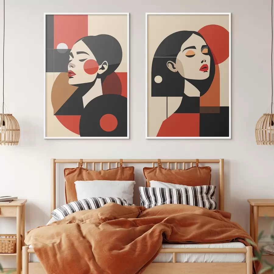 Fototapeta Portrety kobiet w stylu Bauhaus d00516