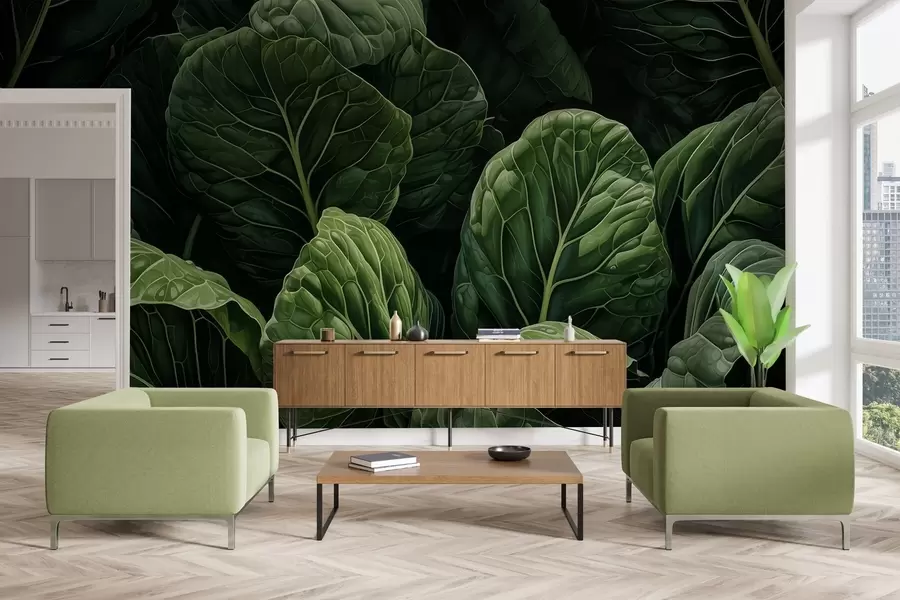 Fototapeta Zabawne zielone liście w05043