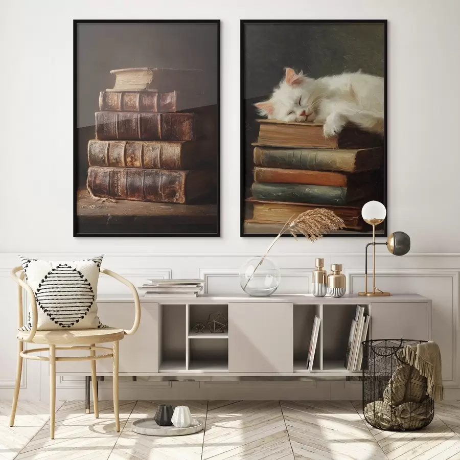 Fototapeta Kot na książkach d00919