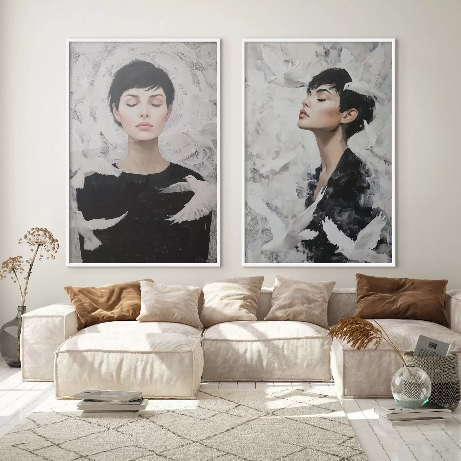 Fototapeta Kobieta z gołębiami d00923