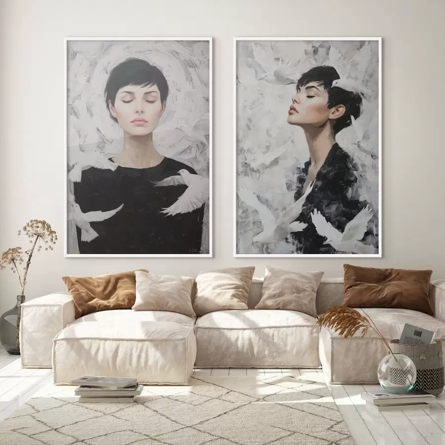 Fototapeta Kobieta z gołębiami d00923