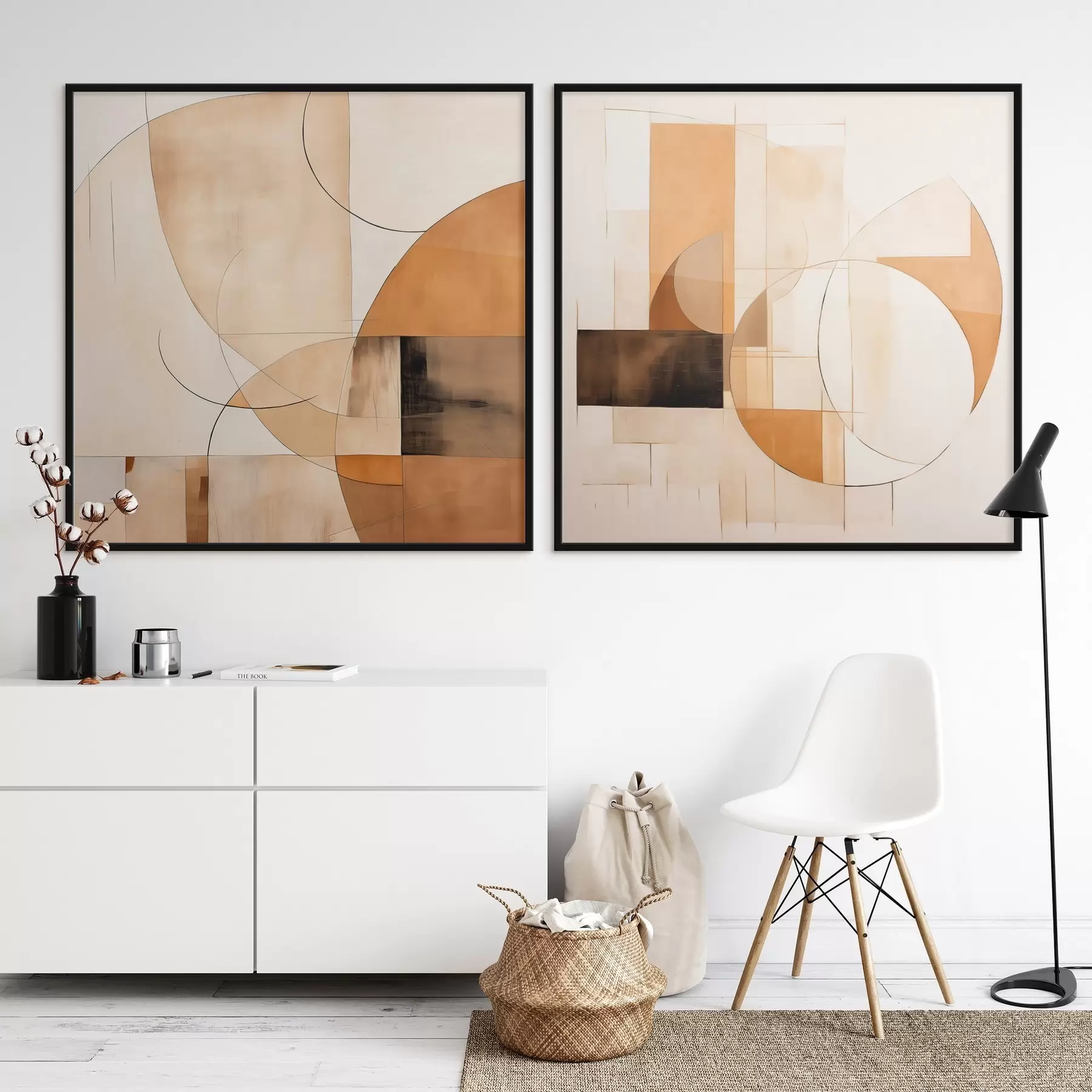 Fototapeta Nowoczesna abstrakcja z okręgami i liniami w kolorach kawy z mlekiem d00898