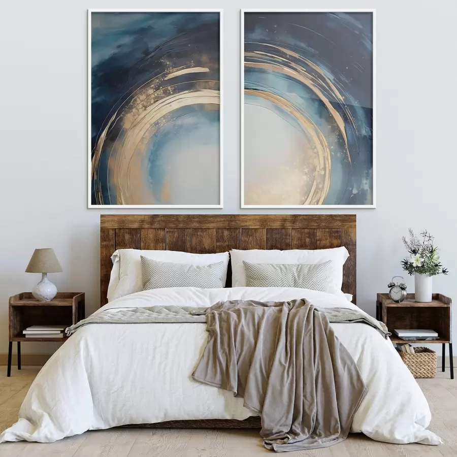 Fototapeta Okrągły wzór w kolorze granatowym z metalicznymi łukami d00969