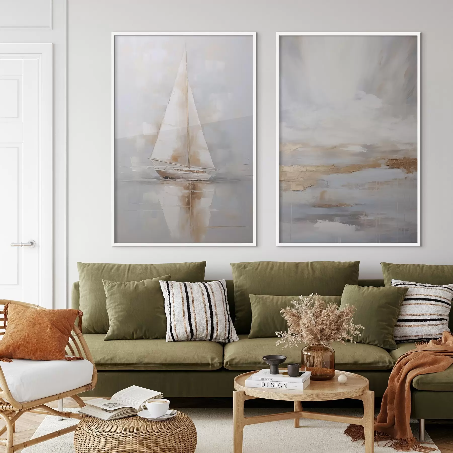 Fototapeta Żaglówka i abstrakcyjna kompozycja imitująca obraz d00999