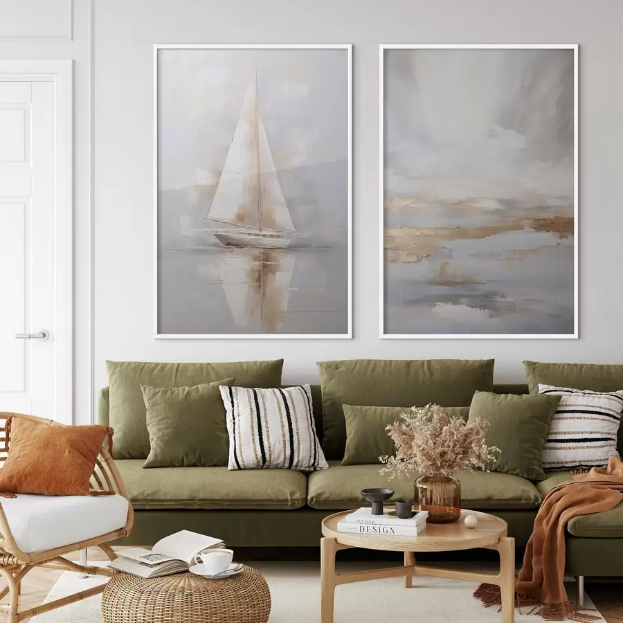 Fototapeta Żaglówka i abstrakcyjna kompozycja imitująca obraz d00999