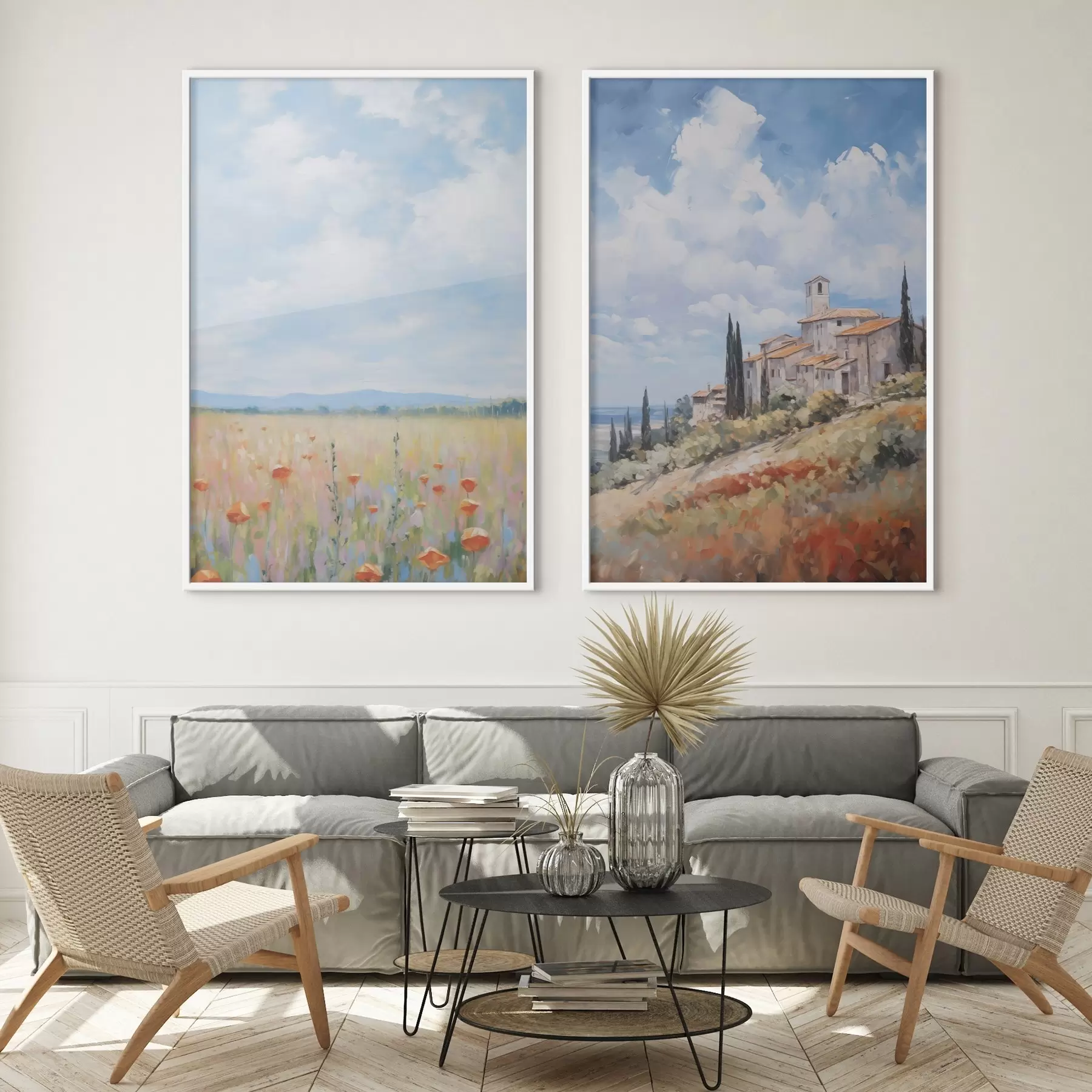 Fototapeta Imitacja malarstwa przedstawiającego wiejski krajobraz d01018