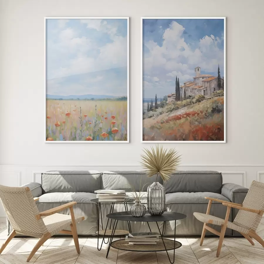 Fototapeta Imitacja malarstwa przedstawiającego wiejski krajobraz d01018