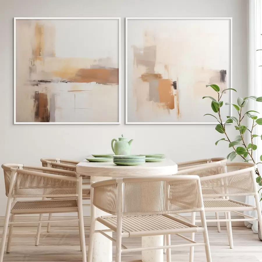 Fototapeta Stylizowana abstrakcja w ciepłych odcieniach w formacie dyptyku d00988