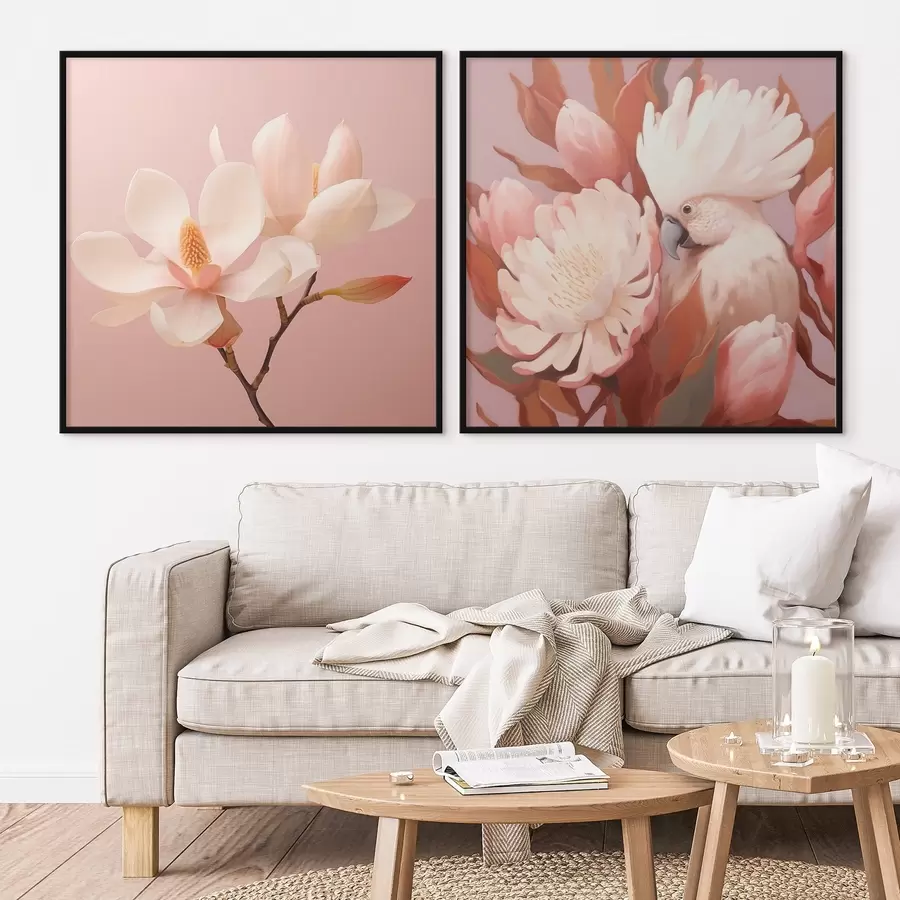 Fototapeta Kompozycja kwiatowa z ptakiem w artystycznym stylu ilustracji d00994