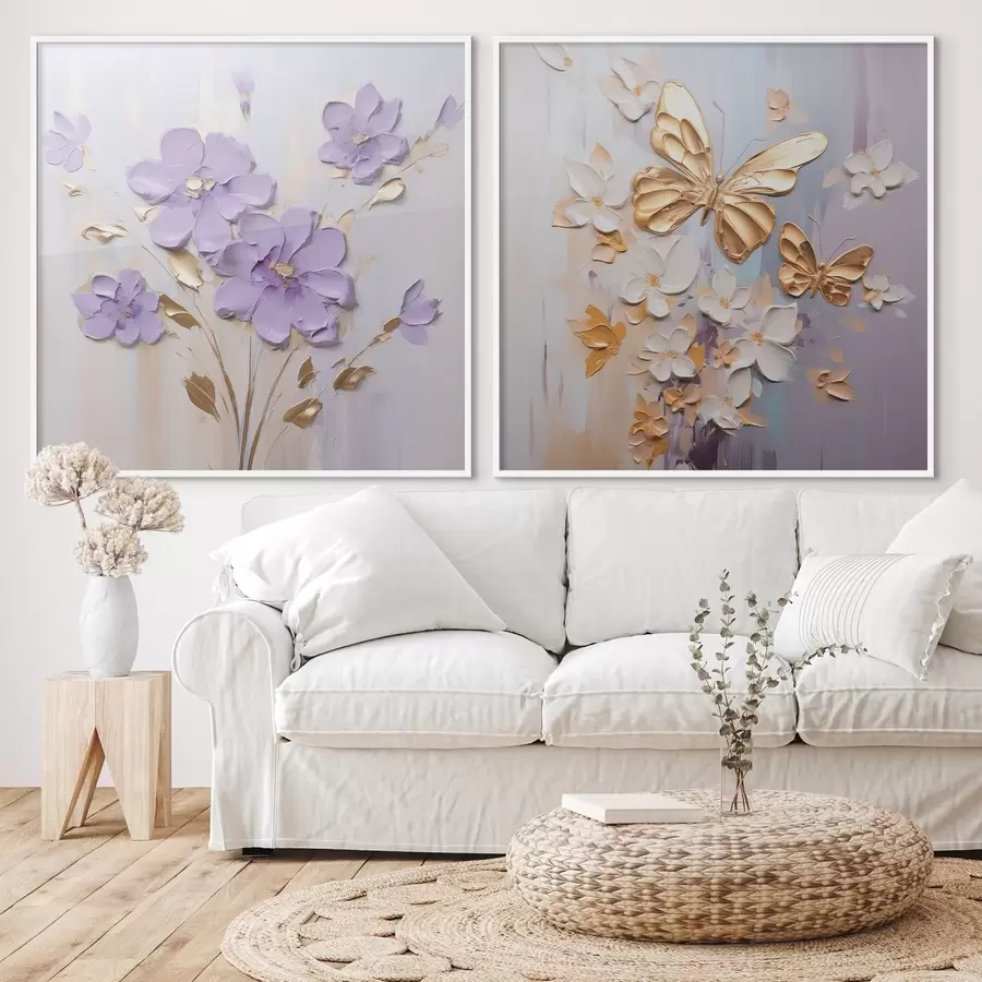 Fototapeta Obraz imitujący motyle i kwiaty d01046