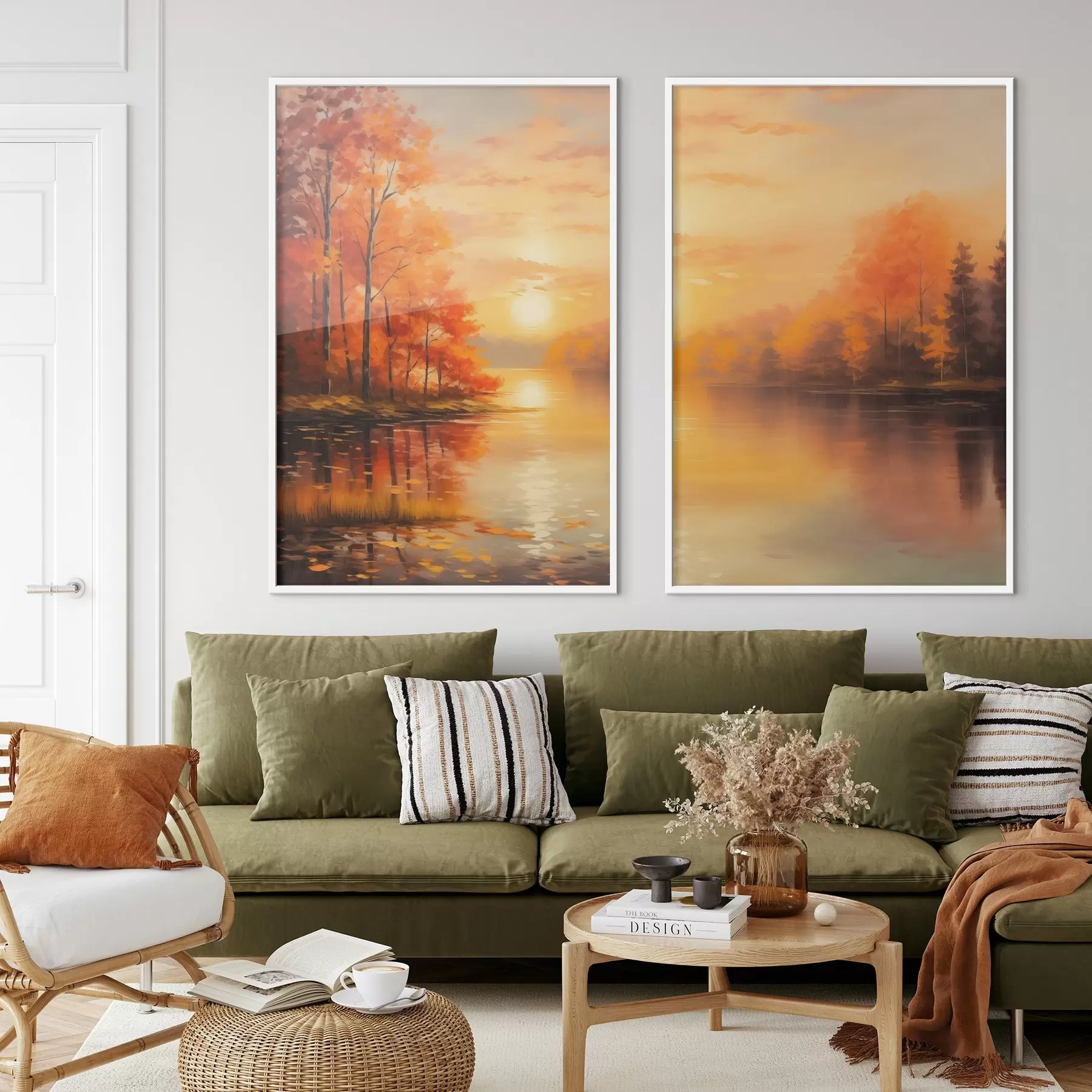 Fototapeta Jesienny las na tle zachodu słońca d01051