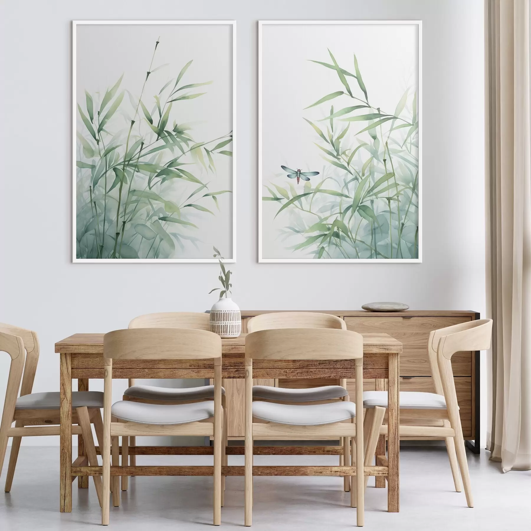 Fototapeta Rośliny bambusowe, imitacja akwareli d01062