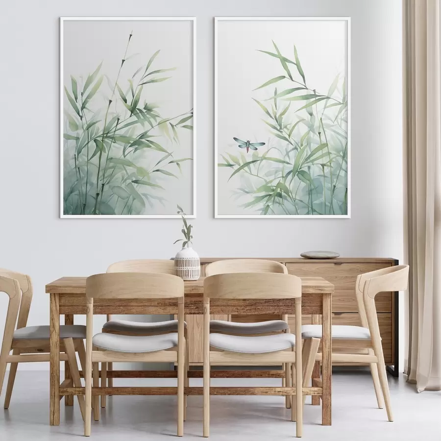 Fototapeta Rośliny bambusowe, imitacja akwareli d01062