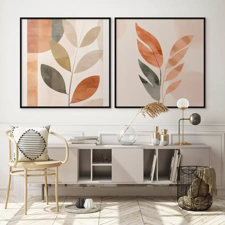 Fototapeta Stylizowany rysunek rośliny w spokojnej kolorystyce d00984