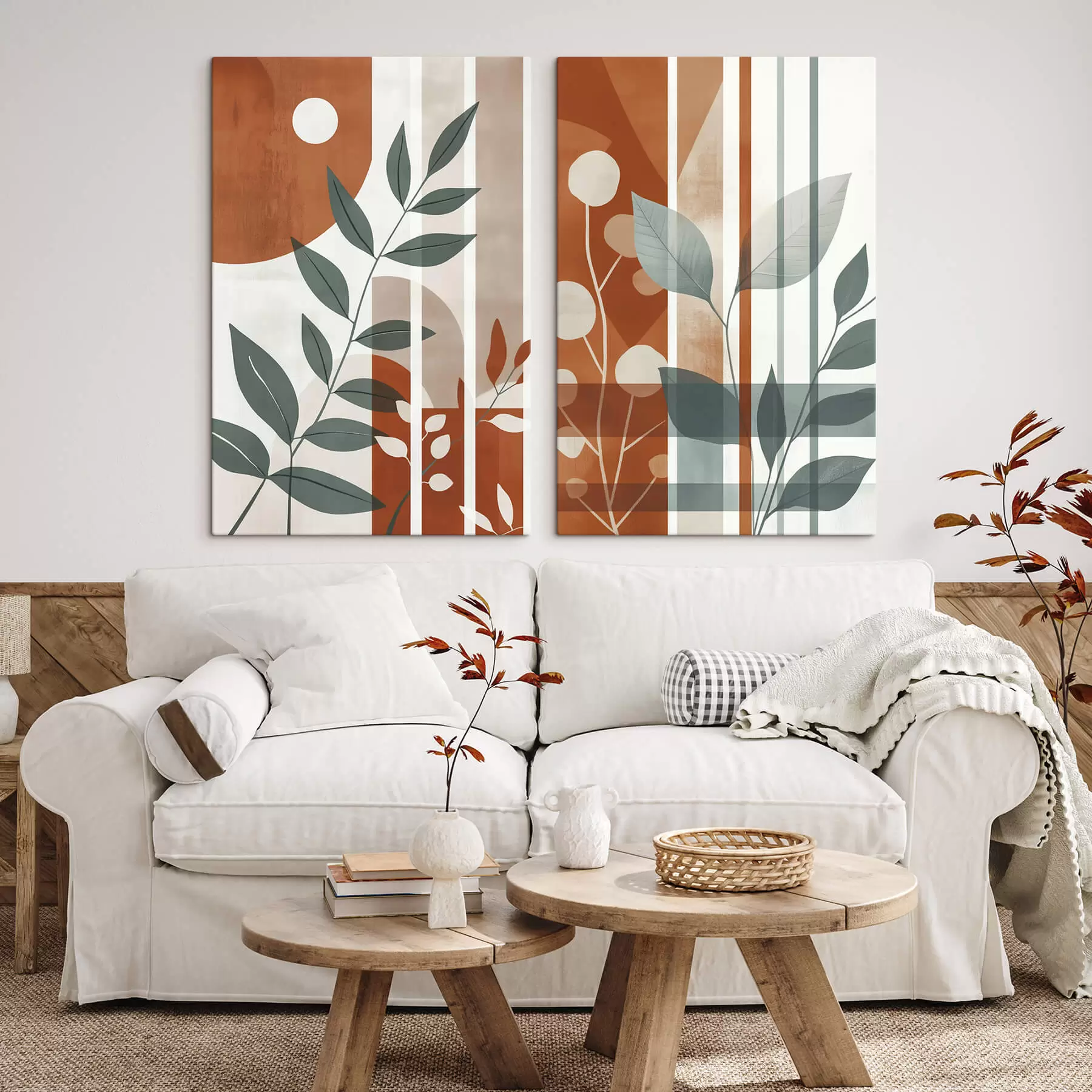 Obraz Abstrakcja z gałęziami liści m01074