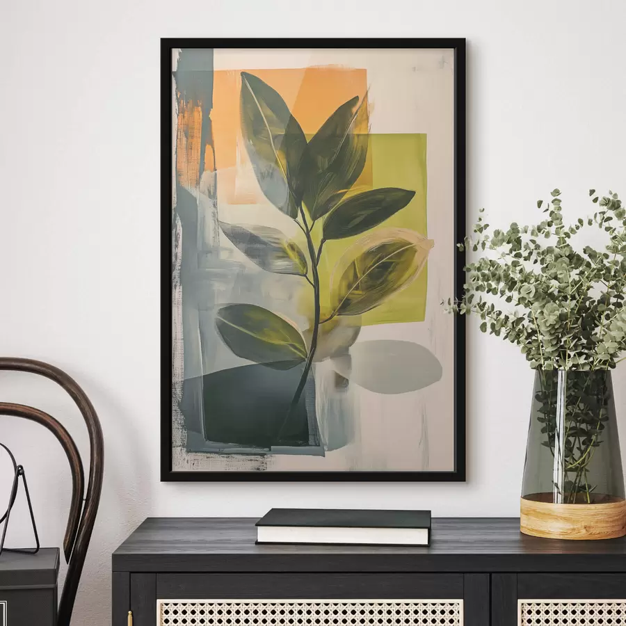 Fototapeta Gałąź liści na abstrakcyjnym tle f47249