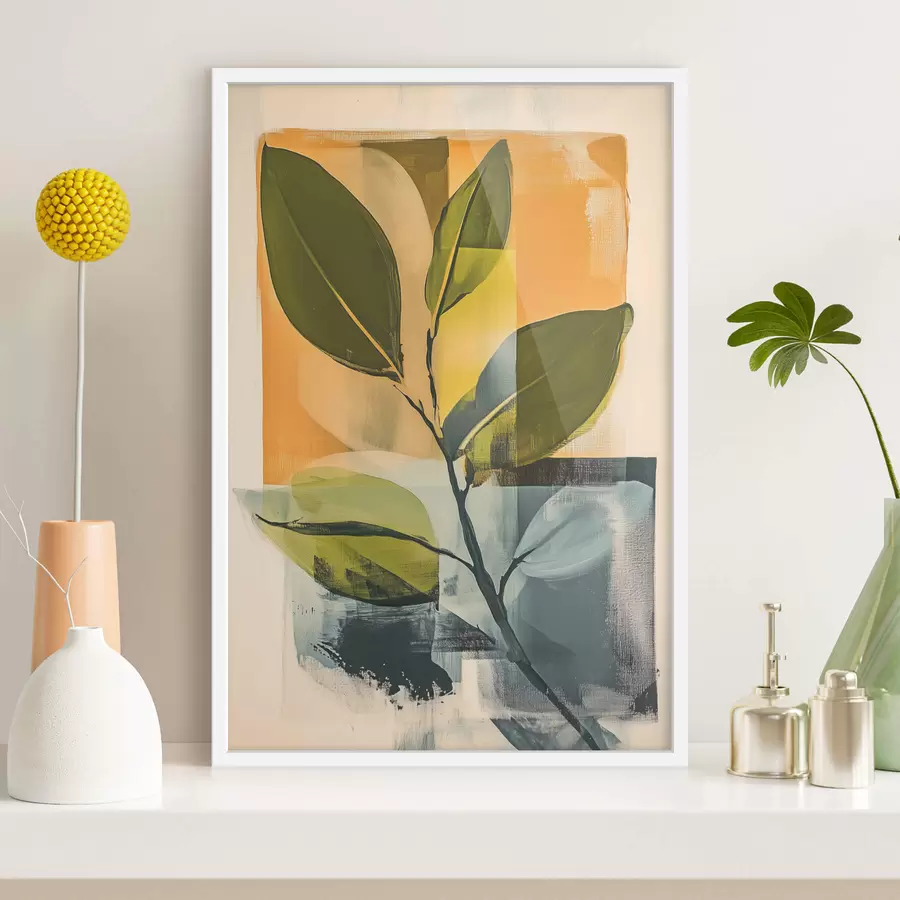 Fototapeta Gałąź liści na abstrakcyjnym tle f47250